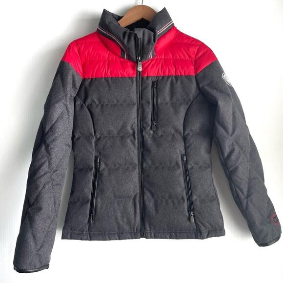 Alp N Rock Jackets & Blazers - Alp-n-rock Chamonix down quilted bomber jacket steel grey and Swiss red size S